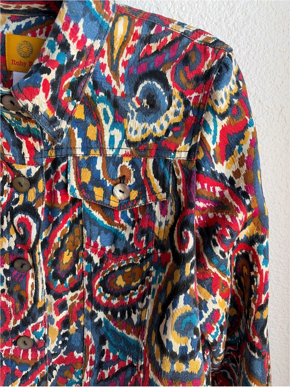 Ruby Rd Multicolor Paisley Tapestry Jacket 12 - Picture 3 of 4